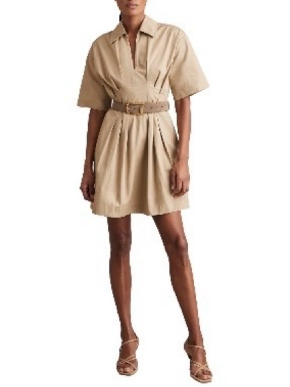 Reiss Rosalie Short Waisted Cotton Mini Dress – Neutral – Size US 2 NWT